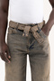 Men's Oversize Baggy Washed Jean Trousers Light Brown - 5