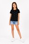 Pink 15205-26 Girl's Black Stone Detailed Basic T-Shirt Daily Comfortable Stylish Cotton T-Shirt - 2
