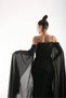 Beaded Embroidered Slit Evening Dress with Cape Sleeves, Wedding, Engagement Dress - 8