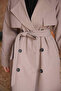Mink Double-breasted Collar Belted Trench Coat - 4