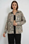Women's Oversize Patterned Satin Green Shirt - 2