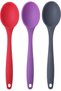 Colorful Silicone Kitchen Spoon Set of 3 – 27 cm Heat Resistant Serving Spoon (Anthracite Red Purple) - 5