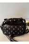Women's Black Studded Handbag with Troc Detail, Baguette Shoulder Bag, Soft Leather Look Stylish Bag - 3