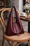 Women's Burgundy Lined Hand and Shoulder Bag