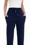 Stone Detailed Comfortable Cut Modal Trousers / High Waist Elasticized Wide Legs - 2