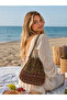 Women's Brown Hand Knitted Beach Bag - Unlined - 3