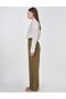 Elastic Waist Linen Trousers Khaki - 3