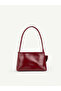 Crinkled Textured Burgundy Shk218 Faux Leather, Snap Fasteners, Glasses Case with Charm, Single Compartment, Hand, Arm and Shoulder Bag - 3