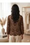 Zeyn St Women's Lace Detailed Openwork Knitted Cardigan - Elegant Embroidered Long Sleeve Bohemian Jacket - 2