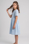Girls' Embroidered Short Sleeve Dress, Belted Cotton Dress, 7-14 Years - 3