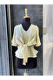 Leopard Patterned Front Tie Crop Blouse Shirt with Elastic Waist - 2