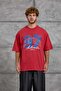 Men's T-Shirt Culture Print Washable Red Oversize Printed Crew Neck Cotton