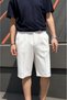 Men'S, Double Pleated, Old Money Culture, Elastic Waist, Regular-Fit, Linen Weave, Cotton Shorts 309 - 8