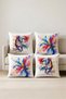 Colorful Watercolor Horse and Abstract Floral Pattern Modern Throw Pillow Cover Set of 4 Artistic Decorative Pillow - 3