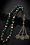 سبحة من عظم الجمل باللونين الأخضر والأبيض مع شراشيب، حجم كبير - 5