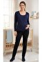 Double-Breasted Collar Soft Textured Viscose Nursing Blouse Navy Blue