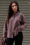 Red Oversize Checkered Women's Shirt Mg2822 - 7