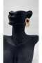 Large Oval Burgundy Stone Detailed Stylish Earrings - Gold - 2