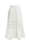 Lace Trimmed Gathered Waist Lined Regular Midi Skirt