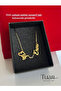Double Name Necklace Steel Name Zircon Plated Chain Italic Font Elegant Design - 2