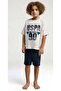 90 printed short sleeve crew neck shorts two-piece set 9-15 years old