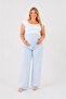 Plus Size Maternity Straight Leg Jeans - Flexible Soft Textured Jeans with Abdominal Support and Adjustable Waist - 3