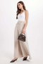 Women's Relax Fit Comfortable Cut Cotton Lace-Up Waist Beige Palazzo Skirt Trousers - 3