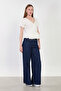 Women's side tie elastic sleeve blouse - white - 3