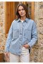 Women's Oversize Denim Jacket with Star Embroidery Figures