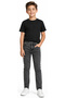 Boy's Smoked Color Jeans with Pockets, Zipper Closure and Elastic Waist Adjustment