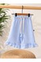 Baby Blue Ruffle Hem 100% Cotton Muslin Pants - 2
