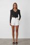 Women's Black Polka Dot V-Neck Spanish Sleeve Transparent Blouse with Flounces on the Front Alc-X15153 - 2