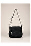Women's Black Waterproof Crinkle Fabric 6-Compartment Shoulder Bag - 4