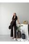 Women's Gold Buttoned Belted Vest Fabric Trousers Set - 2