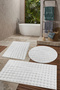 Bath Mat White Non-Slip Base Plush Bubble 50X50 cm