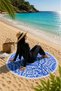 Damla Pattern Beach Towel Blue - 3