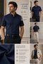 Short Sleeve Regular Fit 100% Flamed Cotton Classic Men's Shirt with Pockets