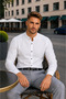 Men's Long Sleeve Slimfit Narrow Fit Linen Notched Collar Men's Shirt - 2
