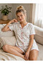 Summer V-Neck Camisole Pajama Set with Bow Detail - 2