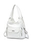 White Women's Daily Medium Size Shoulder Bag Soft Design Multi-Pocket - 2
