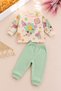 Baby Girl Set 100% Cotton Long Sleeve Bird and Flower Printed - 2