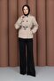 Short Belted Stylish Trench Coat Cream - 3