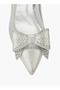 Women Bow Embellished Buckle Closure Pointed Toe Shoes - 4