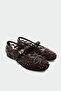 Kai Pearl Embroidered Women's Bitter Brown Flat Ballerinas - 2