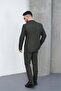 Slim Fit Men's Pointed Collar Striped Double Breasted Suit - 5