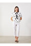 Crew Neck Polka Dot Blouse with Bow on the Front - 2