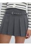 Women's Pleated Shorts Skirt with Waist Belt - 3