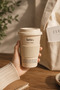 Lungo Porcelain Mug 430 ml with Lid, Matte Surface Coffee Cup, Latte Tea Hot Drink Cup, Ceramic Travel Mug - 3