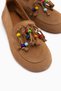 Benita Genuine Leather Beige Bead Detailed Tasseled Loafer Women's Casual Shoes - 5