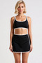 Women's Bralette Bikini Set High Waist Skort Sleeveless Knitted Plain Pattern Contrast Stripe Detail - 4
